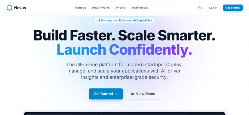 SAAS website UI